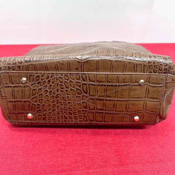 Unused Cat In The Closet Leather Brown Alligator Shoulder Bag+FREE Silk Scarf - Picture 13 of 16